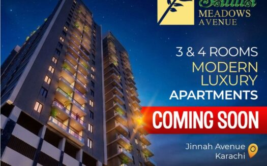 Saima Meadows Avenue, Jinnah Avenue apartments, 3 room apartment Karachi, 4 room luxury flats, Saima Group new project, pre-launching booking Karachi real estate.
